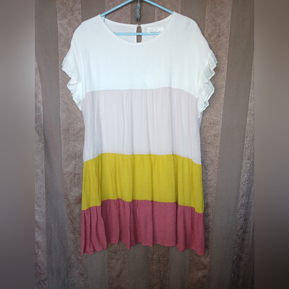 💎 Sweer Lemon Women's Colorblock Dress with Ruffle Sleeves. NWT #0119